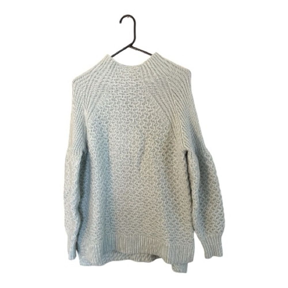 Anthropologie Light Blue Cable Knit Alpaca Blend Scoopneck Sweater Medium